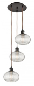 Ithaca - 3 Light - 15 inch - Oil Rubbed Bronze - Cord hung - Multi Pendant (3442|113B-3P-OB-G555-8CL)