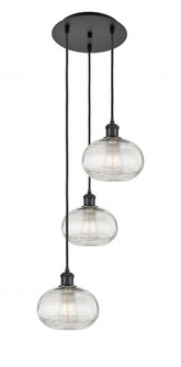 Ithaca - 3 Light - 15 inch - Matte Black - Cord hung - Multi Pendant (3442|113B-3P-BK-G555-8CL)