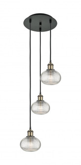 Ithaca - 3 Light - 13 inch - Black Antique Brass - Cord Hung - Multi Pendant (3442|113B-3P-BAB-G555-6CL)