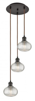 Ithaca - 3 Light - 13 inch - Oil Rubbed Bronze - Cord hung - Multi Pendant (3442|113B-3P-OB-G555-6CL)