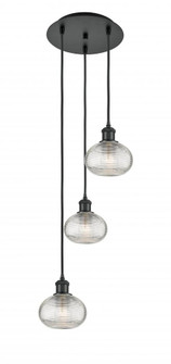 Ithaca - 3 Light - 13 inch - Matte Black - Cord hung - Multi Pendant (3442|113B-3P-BK-G555-6CL)