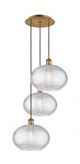 Ithaca - 3 Light - 19 inch - Brushed Brass - Cord hung - Multi Pendant (3442|113B-3P-BB-G555-12CL)