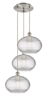 Ithaca - 3 Light - 19 inch - Brushed Satin Nickel - Cord hung - Multi Pendant (3442|113B-3P-SN-G555-12CL)