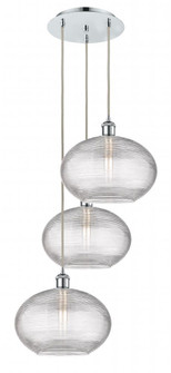 Ithaca - 3 Light - 19 inch - Polished Chrome - Cord hung - Multi Pendant (3442|113B-3P-PC-G555-12CL)