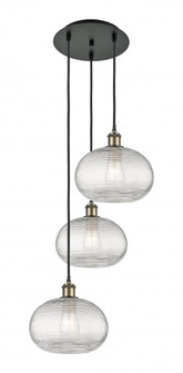 Ithaca - 3 Light - 17 inch - Black Antique Brass - Cord hung - Multi Pendant (3442|113B-3P-BAB-G555-10CL)