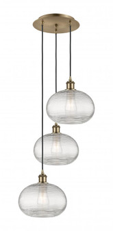 Ithaca - 3 Light - 17 inch - Antique Brass - Cord hung - Multi Pendant (3442|113B-3P-AB-G555-10CL)