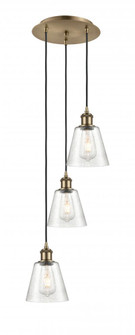 Caton - 3 Light - 12 inch - Antique Brass - Cord Hung - Multi Pendant (3442|113B-3P-AB-G454)