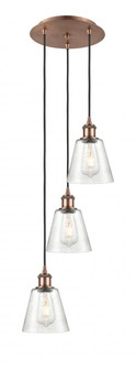Caton - 3 Light - 12 inch - Antique Copper - Cord Hung - Multi Pendant (3442|113B-3P-AC-G454)