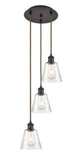 Caton - 3 Light - 12 inch - Oil Rubbed Bronze - Cord Hung - Multi Pendant (3442|113B-3P-OB-G454)