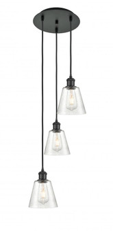 Caton - 3 Light - 12 inch - Matte Black - Cord Hung - Multi Pendant (3442|113B-3P-BK-G454)