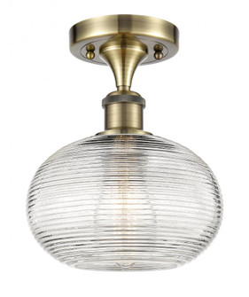 Ithaca - 1 Light - 8 inch - Antique Brass - Semi-Flush Mount (3442|516-1C-AB-G555-8CL)