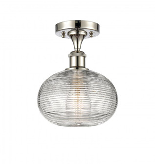 Ithaca - 1 Light - 8 inch - Polished Nickel - Semi-Flush Mount (3442|516-1C-PN-G555-8CL)