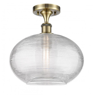 Ithaca - 1 Light - 12 inch - Antique Brass - Semi-Flush Mount (3442|516-1C-AB-G555-12CL)