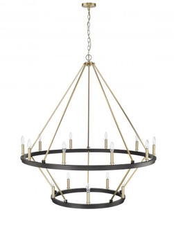 Carruth 15-Light Chandelier Ceiling Light Matte Black / Modern Gold (670|95015-MB/MG)