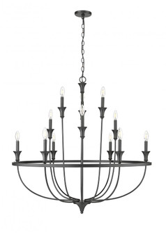 Emery 12-Light Chandelier Ceiling Light Matte Black (670|28012-MB)
