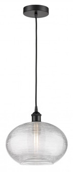 Ithaca - 1 Light - 12 inch - Matte Black - Cord hung - Mini Pendant (3442|616-1P-BK-G555-12CL)