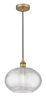Ithaca - 1 Light - 12 inch - Brushed Brass - Cord hung - Mini Pendant (3442|616-1P-BB-G555-12CL)