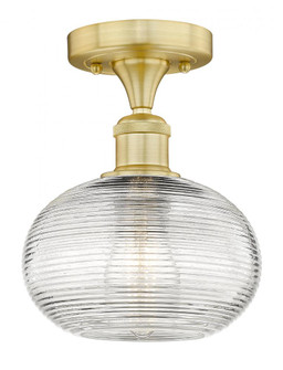 Ithaca - 1 Light - 8 inch - Satin Gold - Semi-Flush Mount (3442|616-1F-SG-G555-8CL)