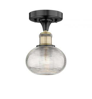 Ithaca - 1 Light - 6 inch - Black Antique Brass - Semi-Flush Mount (3442|616-1F-BAB-G555-6CL)