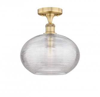 Ithaca - 1 Light - 12 inch - Brushed Brass - Semi-Flush Mount (3442|616-1F-BB-G555-12CL)