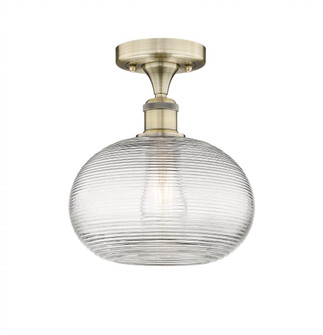 Ithaca - 1 Light - 10 inch - Antique Brass - Semi-Flush Mount (3442|616-1F-AB-G555-10CL)