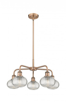 Ithaca - 5 Light - 24 inch - Antique Copper - Chandelier (3442|516-5CR-AC-G555-6CL)