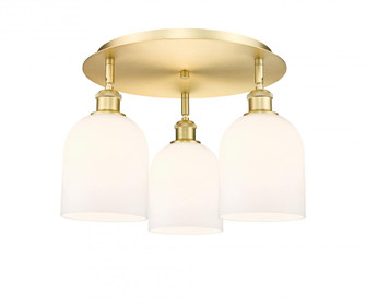 Bella - 3 Light - 17 inch - Satin Gold - Semi-Flush Mount (3442|516-3C-SG-G558-6GWH)