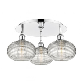 Ithaca - 3 Light - 20 inch - Polished Chrome - Flush Mount (3442|516-3C-PC-G555-8CL)