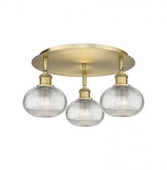 Ithaca - 3 Light - 18 inch - Brushed Brass - Flush Mount (3442|516-3C-BB-G555-6CL)