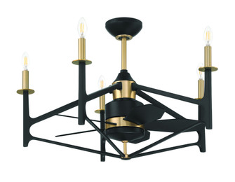 The Reserve 32 24'' 5-Blade Ceiling Fan in Flat Black/Satin Brass w/ Flat Black Blades; Integrate (20|RSV32FBSB5)