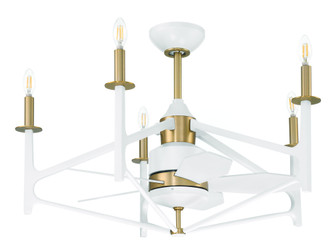 The Reserve 32 24'' 5-Blade Ceiling Fan in White/Satin Brass w/ White Blades; Integrated Light Ki (20|RSV32WSB5)