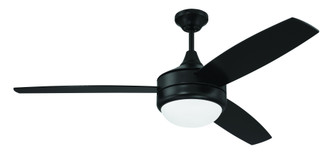 Phaze II 52'' 3-Blade Ceiling Fan in Flat Black w/ Flat Black/Greywood Blades; Integrated Light K (20|PHZ52FB3)