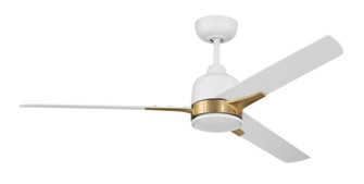 Fuller 52'' 3-Blade Ceiling Fan in White/Satin Brass w/ White Blades; Light Kit Included (optiona (20|FUL52WSB3)