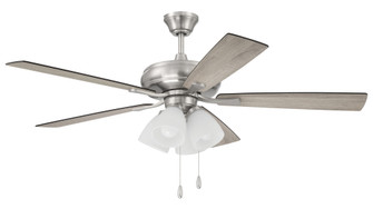 Eos 52'' 5-Blade Frost 4 Light Ceiling Fan in Brushed Polished Nickel w/ Driftwood/Walnut Blades; (20|ECF114BNK5-DWWLN)