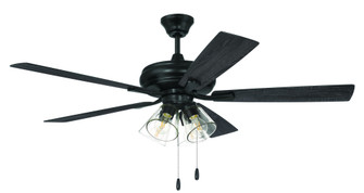 Eos 52'' 5-Blade Clear 4 Light Ceiling Fan in Flat Black w/ Flat Black/Greywood Blades (20|ECF104FB5-FBGW)