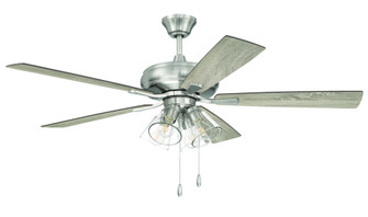 Eos 52'' 5-Blade Clear 4 Light Ceiling Fan in Brushed Polished Nickel w/ Driftwood/Walnut Blades (20|ECF104BNK5-DWWLN)