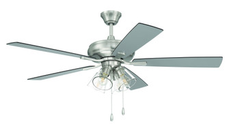Eos 52'' 5-Blade Clear 4 Light Ceiling Fan in Brushed Polished Nickel w/ Brushed Nickel/Greywood  (20|ECF104BNK5-BNGW)