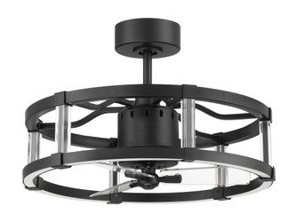 Alexis 18'' 3-Blade Ceiling Fan in Flat Black w/ Clear Acrylic Blades; Integrated Light Kit (20|ALS24FB3)