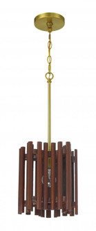 Freeform 1 Light Pendant in Satin Brass/Walnut (20|58491-SBWAL)