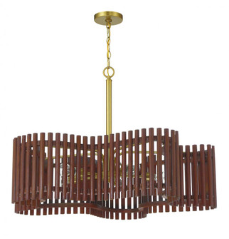 Freeform 5 Light Large Chandelier in Satin Brass/Walnut (20|58426-SBWAL)