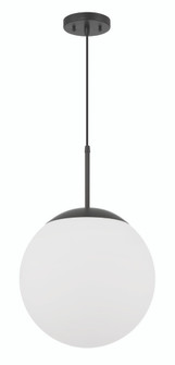 Gaze 14'' 1 Light Round Pendant in Flat Black, White Glass (20|56893-FB-WG)