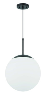 Gaze 14'' 1 Light Round Pendant in Flat Black, White Glass (20|56893-FB-WG)