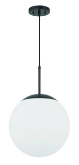 Gaze 14'' 1 Light Round Pendant in Flat Black, White Glass (20|56893-FB-WG)
