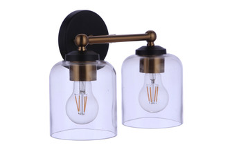 Coppa 2 Light Vanity in Flat Black/Satin Brass (20|18712FBSB2)