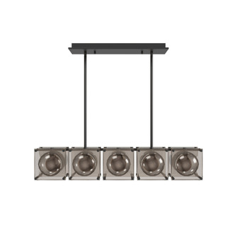 Peninisula 5-Light 43''W Linear Chandelier in Black/Amber Glass (4450|HF7105-BK)