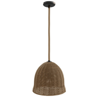 Malibu 16''W Bell-Shaped Pendant in Black/Natural Hemp Rope (4450|HF1006-RP)