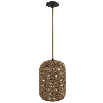 Malibu 16''H Pendant in Black with Natural Hemp Rope (4450|HF1005-RP)