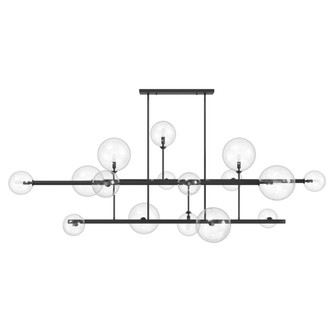 Delilah 16-Light 84''W Chandelier in Black/Clear Glass (4450|HF4216-BK)
