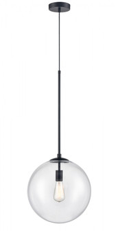 Delilah 1-Light 14''W Pendant in Black/Clear Glass (4450|HF4201-BK)