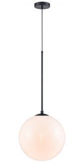 Delilah 1-Light 14''W Pendant in Black/Translucent White Glass (4450|HF4201-BK-WHT)